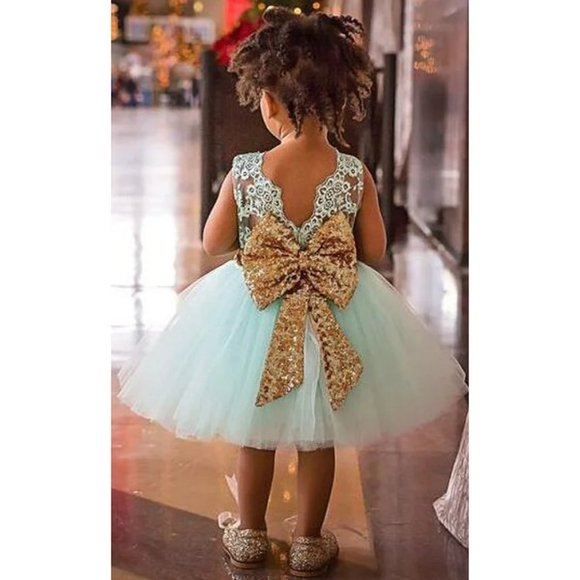 Sparkling Bling Things Other - NWT Sparkling Bling Sequin Bow Pink Baby Dress Wedding Flower Girl Birth…